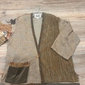 Vintage Donna Jessica Size 1 Sm/M Art to Wear Patchwork Cardigan Sweater